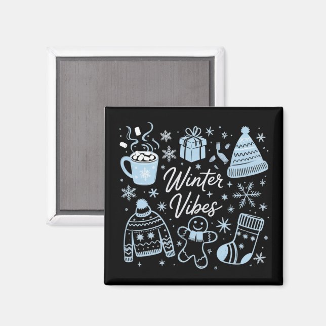 Vinterstämning Höger Xmas Säsong Snöflingor Magnet (Front/Back)