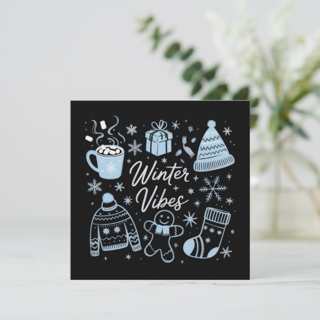 Vinterstämning Högtid Jul Xmas Säsong Snöflingor Inbjudningar (Stående Fram)