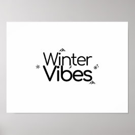 Vinterstämning – minimalistisk snöflinga och berg poster