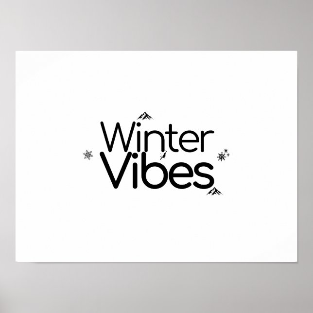 Vinterstämning – minimalistisk snöflinga och berg poster (Framsidan)