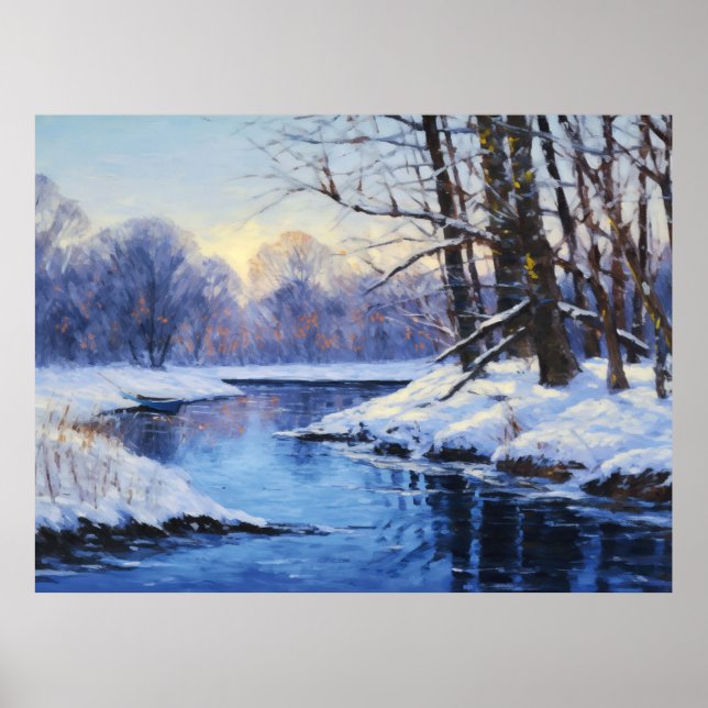Vinterstilla vid den frusna floden Havel Poster (Framsidan)