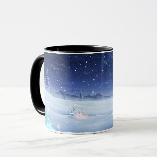 Vinterstjärnljus-mugg | Snölandskap Keramik Mugg (Framsida vänster)
