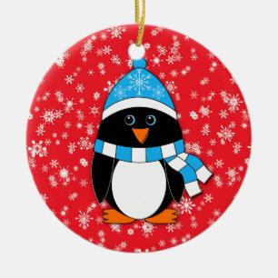 Vinterstolligpingvin Julgransprydnad Keramik