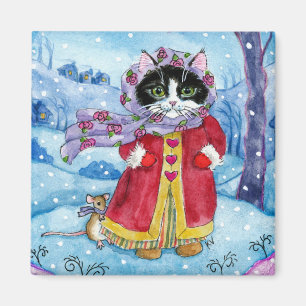 Vinterstormmagnet Cat mus valentine Magnet
