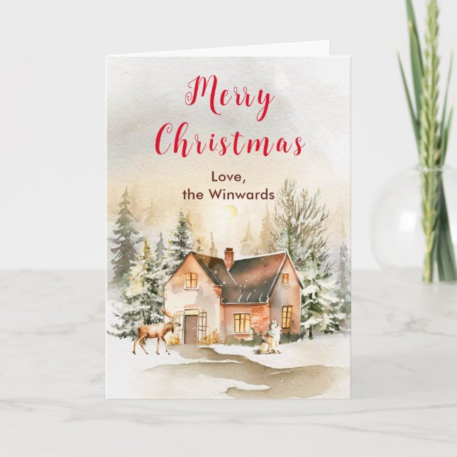 Vinterstuga Glad jul Helgkort (Framsida)