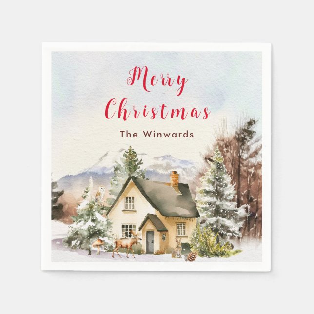 Vinterstuga Glad jul Pappersservett (Framsidan)