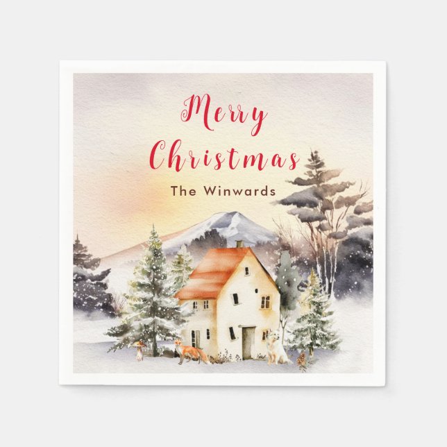 Vinterstuga Glad jul Pappersservett (Framsidan)