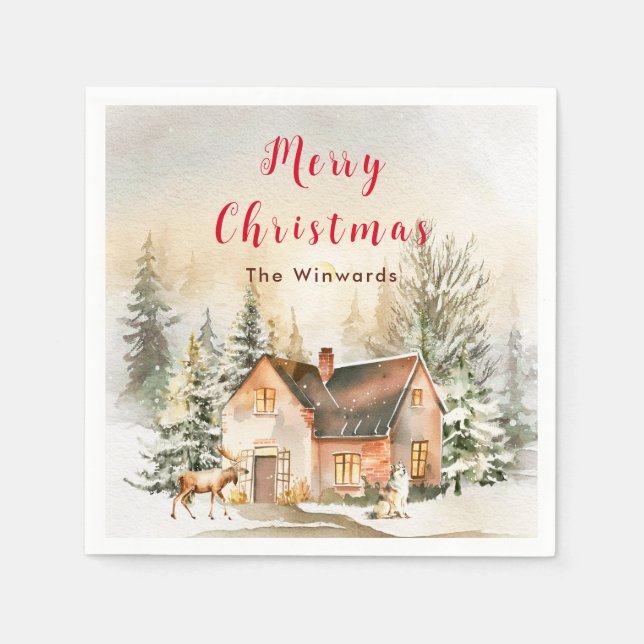 Vinterstuga Glad jul Pappersservett (Framsidan)