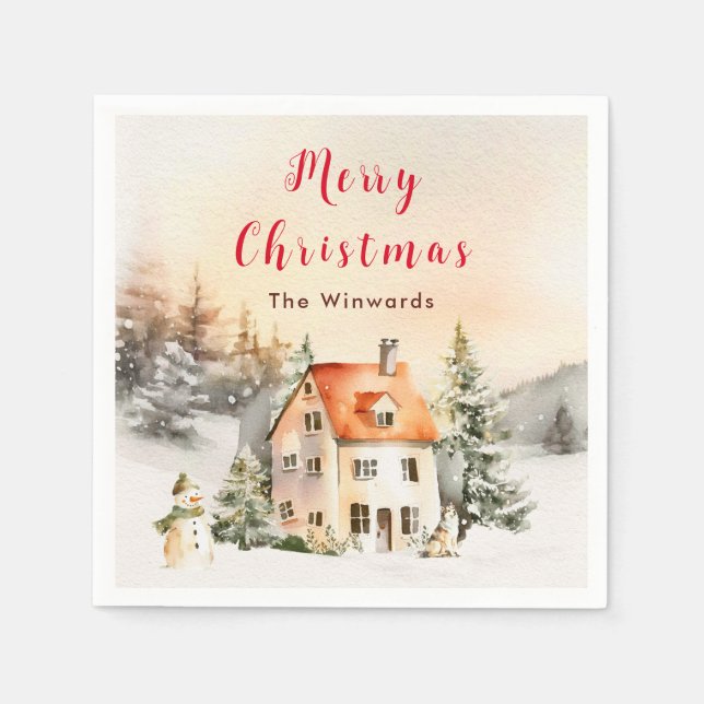 Vinterstuga Glad jul Pappersservett (Framsidan)