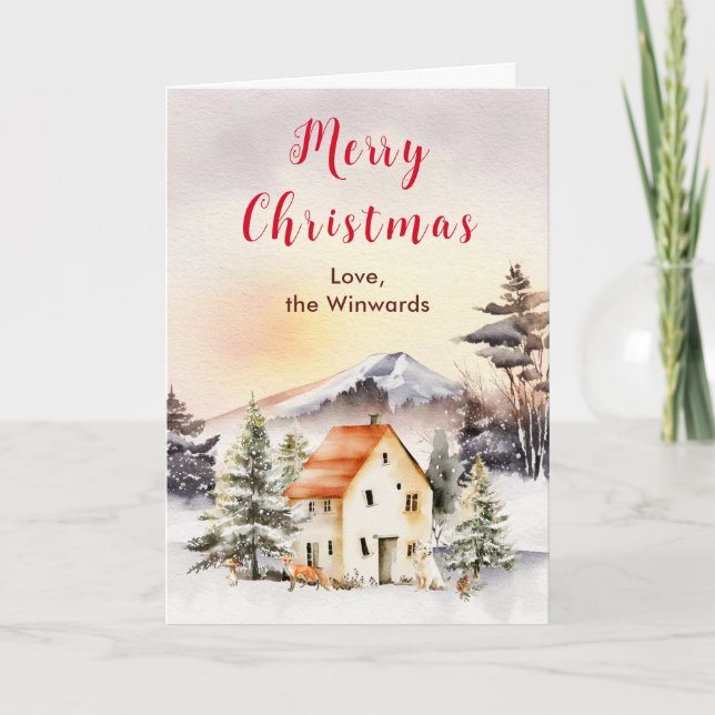 Vinterstuga God Jul Helgkort (Framsida)