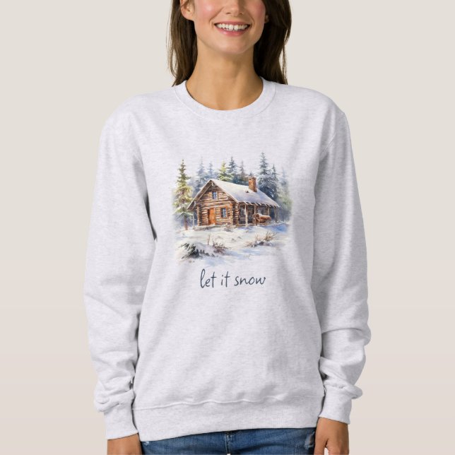 Vinterstuga i snö till jul t shirt (Framsida)