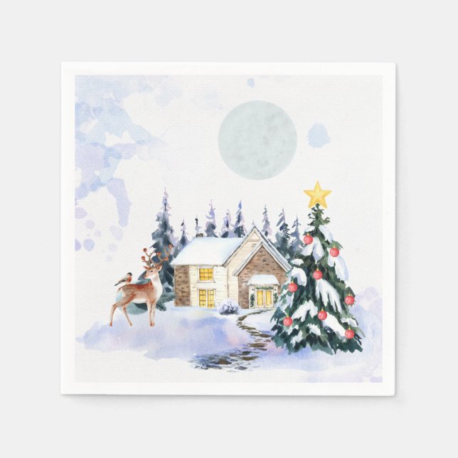 Vinterstuga jul pappersservetter (Framsidan)