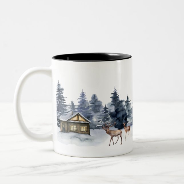 Vinterstuga jul Två-Tonad mugg (Vänster)