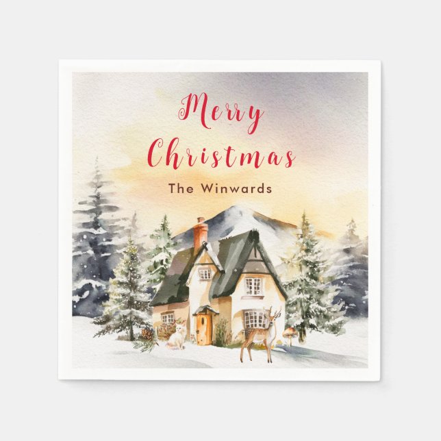 Vinterstugsemester God Jul Pappersservett (Framsidan)