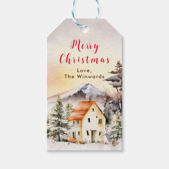 Vinterstugsemester God Jul Presentetikett (Framsidan)