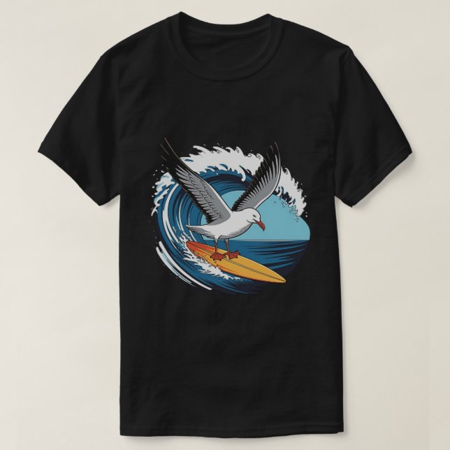 VinterSurfande Måse, Måsen Surfar T Shirt (Design framsida)