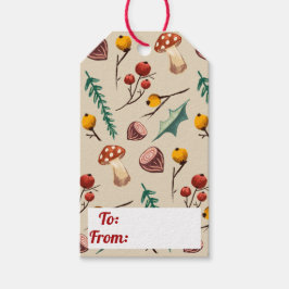 Vintersvampar och jultomte presentetikett