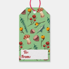 Vintersvampar och jultomte presentetikett