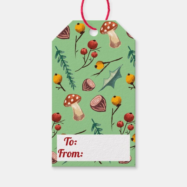Vintersvampar och jultomte presentetikett (Framsidan)