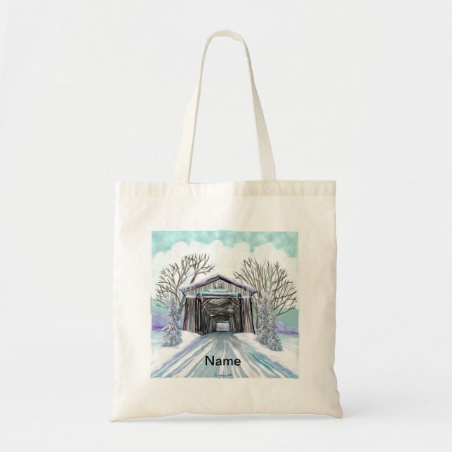 Vintertäckt bro-totebag tygkasse (Framsidan)