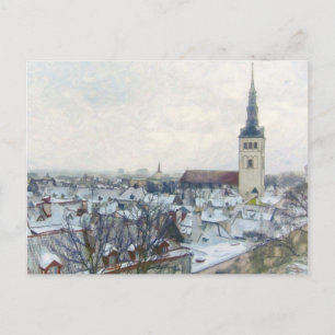 Vintertak i Tallinn, Estland Europa Konst Vykort