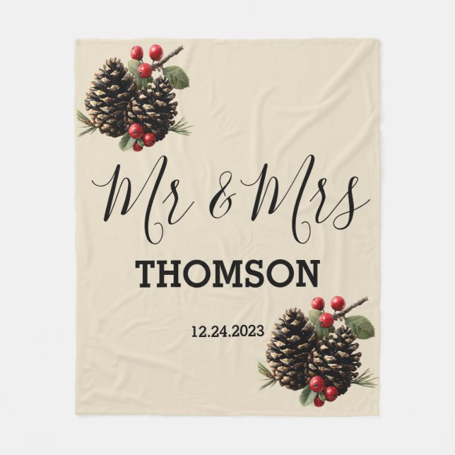 Vintertallkottar & Bär Familj Kuddfodral Fleecefilt (Framsidan)