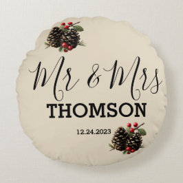 Vintertallkottar & Bär Familj Kuddfodral Rund Kudde