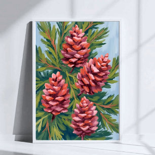 Vintertallkottar Natur Akvarell Målning Poster