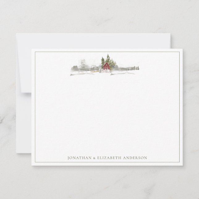 Vintertallskog Minimalistisk Notkort Anteckningskort (Framsida)