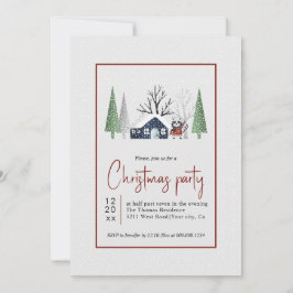 Vintertävlingen träd och snöfallet jul party inbjudningar