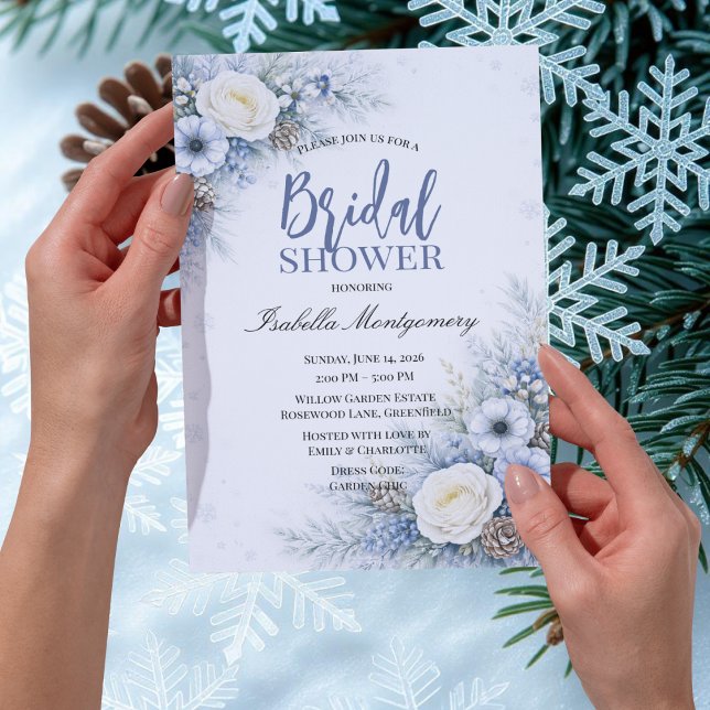Vintertema Bröllopsdusch Inbjudningar (Winter Theme Bridal Shower Invitations)