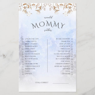 Vintertema: Mamma eller Pappa Baby Shower Lek