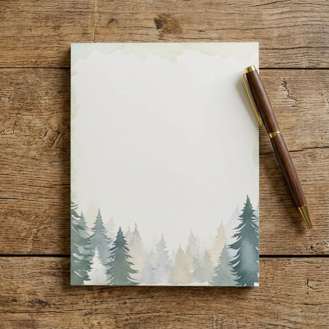 Vintertemat grönt gräs träd, enkelt anteckningsblo anteckningsblock (Winter themed green pine trees plain notepad)