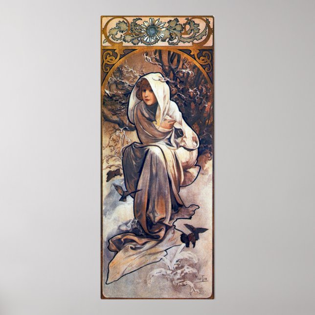 vintertid av Alphonse Mucha Poster (Framsidan)