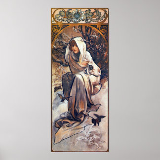 vintertid av Alphonse Mucha Poster