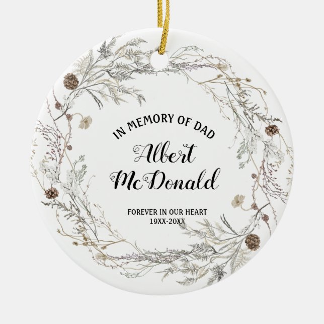 Vintertid Blommigt till minne av julen i Pappa Julgransprydnad Keramik (Framsidan)