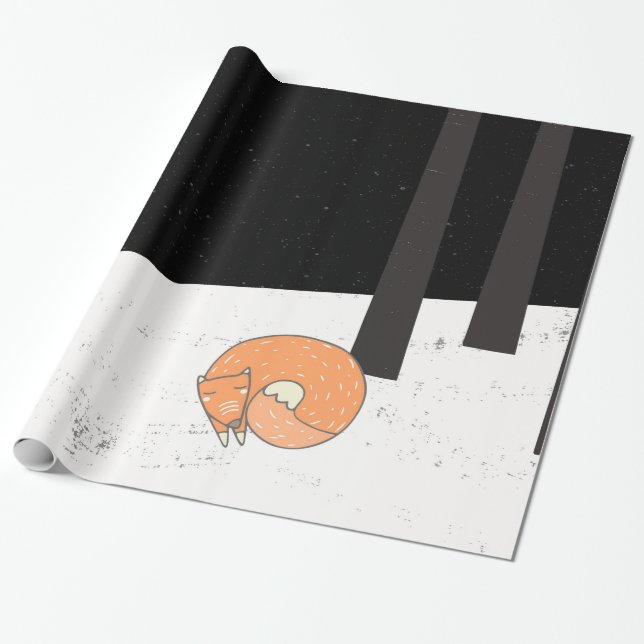 Vintertid - Vingerfox - Illustration Presentpapper (Utrullad)
