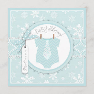 VinterTie och baby shower för Snowflaketryckpojke Inbjudningar