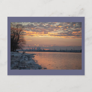 Vintertime River Sunset-vykort Vykort