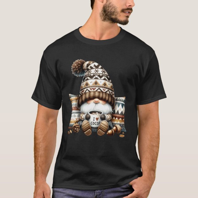 Vintertomte hösttillbehör med het choklad-muggar t shirt (Framsida)