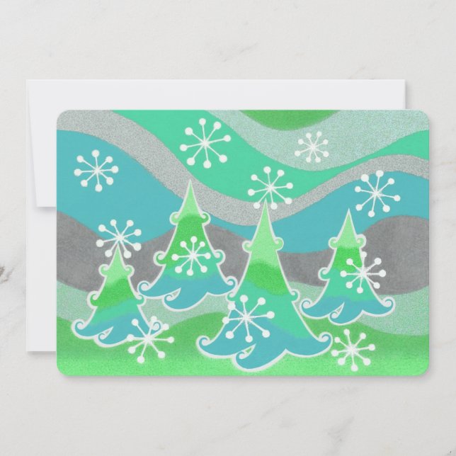 Vinterträd Grön inbjudan (Framsida)