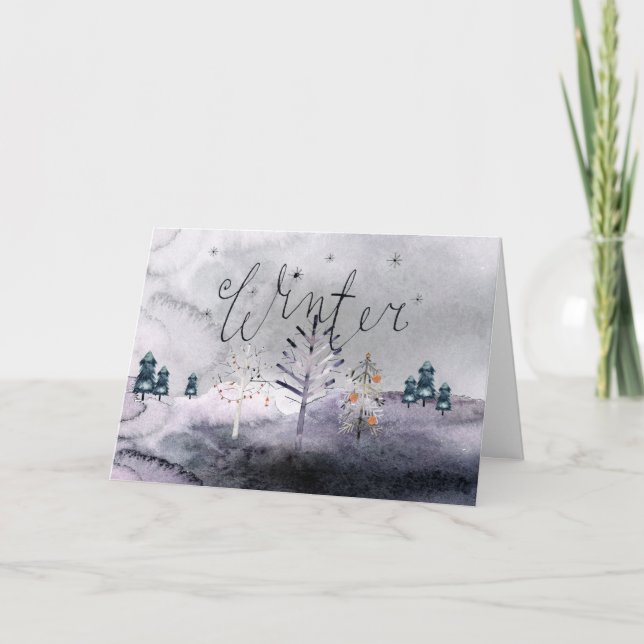 Vinterträd Julhälsningskort Helgkort (Framsida)
