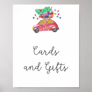 Vinterträd kort och presenter baby shower poster