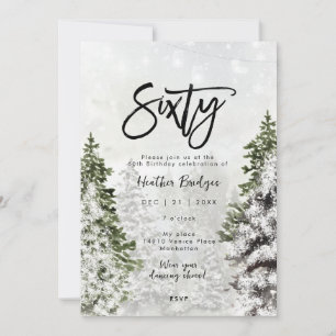 Vinterträd snö 60-årsfirande inbjudningar