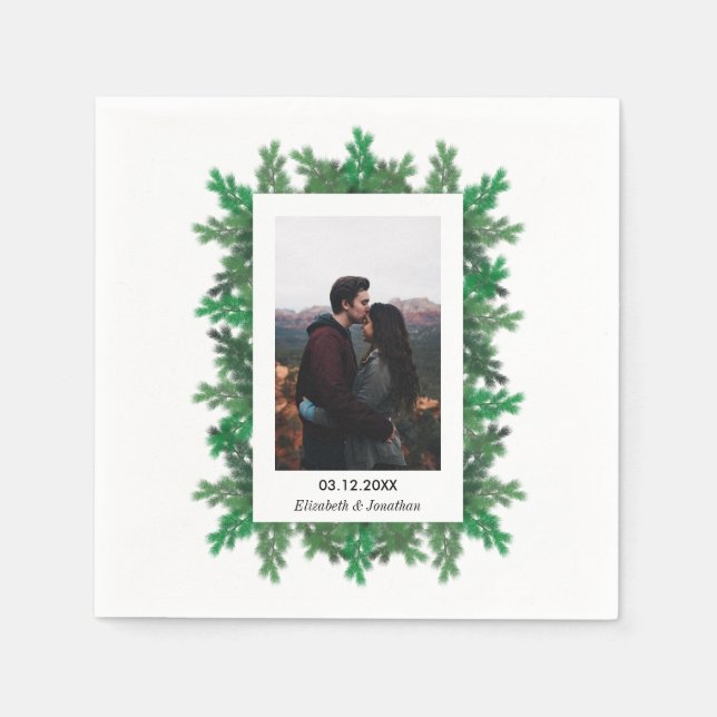 Vinterträdgrenar Foto Bröllop Pappersservett (Framsidan)