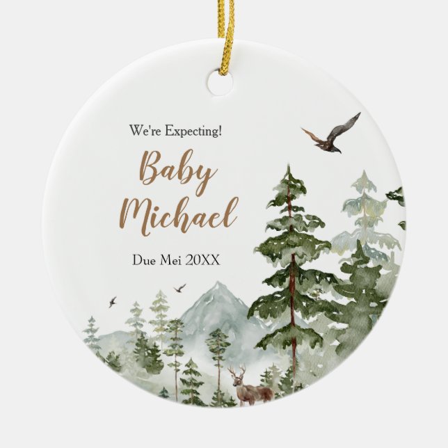 Vinterträdsdjur Vi förväntar oss föräldrar Julgransprydnad Keramik (Framsidan)