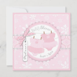 Vintertutus och Snöflingor Twin Girls Babykläder Inbjudningar