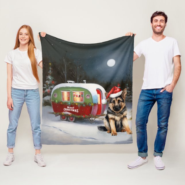 Vintertysk Shepherd Karavan Juläventyr Fleecefilt (På plats)
