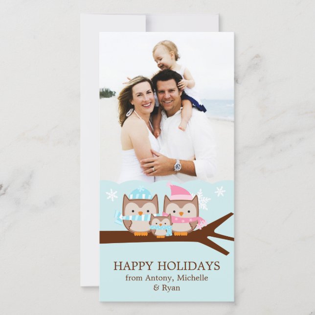 Vinterugglors familj julkort (Framsida)