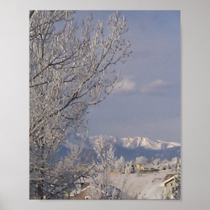 Vinterunderland frostande bergscen poster